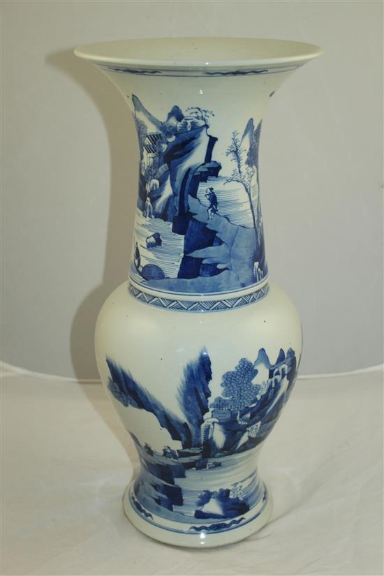 A Chinese blue and white yen yen vase, in Kangxi style, 45cm